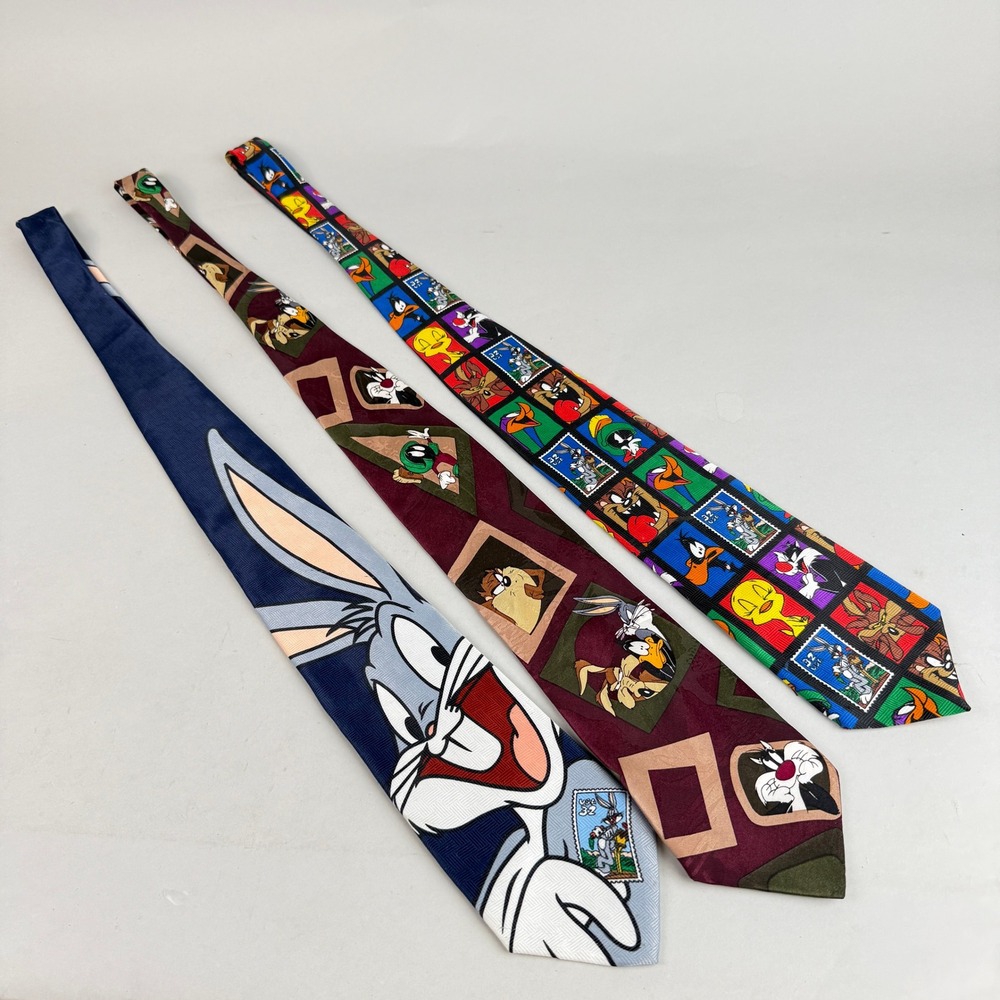 Looney Tunes Novelty Neckties‎ Mens Vintage 90s  Lot 3pc